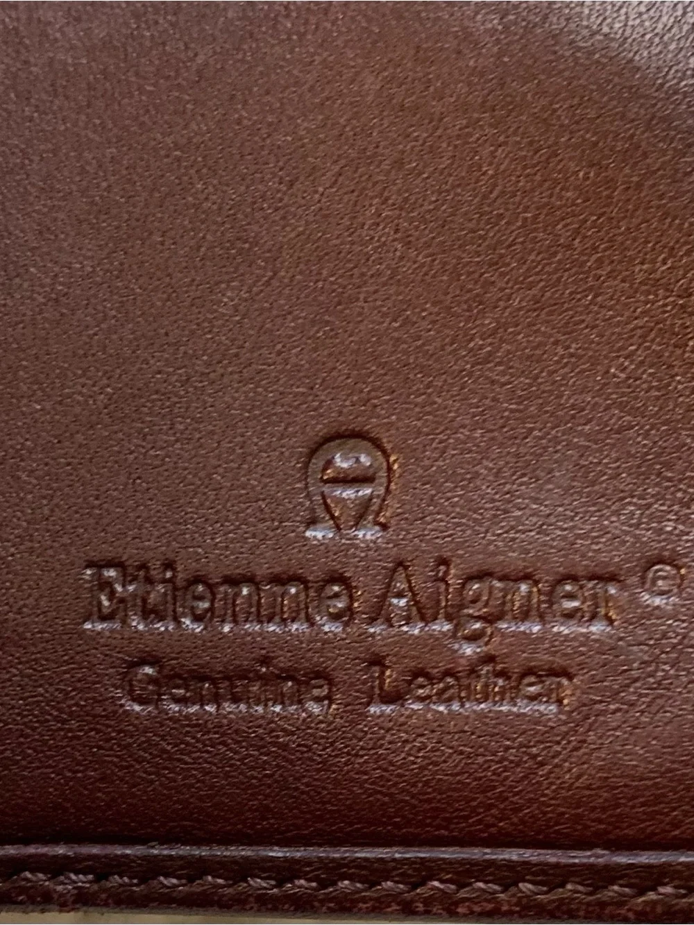 Vintage Etienne Aigner Smooth Leather Compact Trifold Wallet with Gold Logo